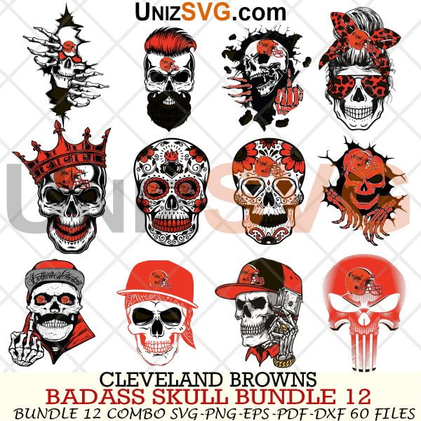 Cleveland Browns Badass Skull Bundle SVG