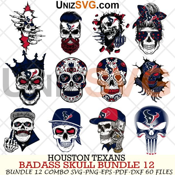 Houston Texans Badass Skull Bundle SVG