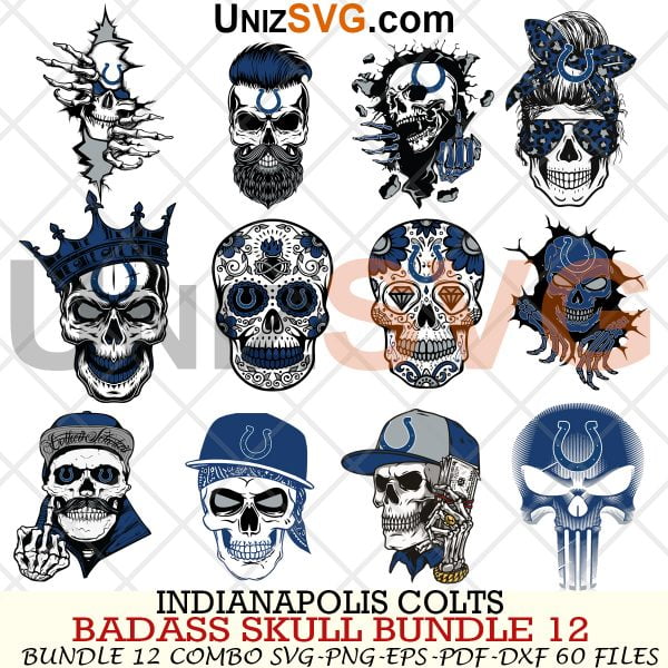 Indianapolis Colts Badass Skull Bundle SVG