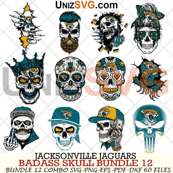 Jacksonville Jaguars Badass Skull Bundle SVG