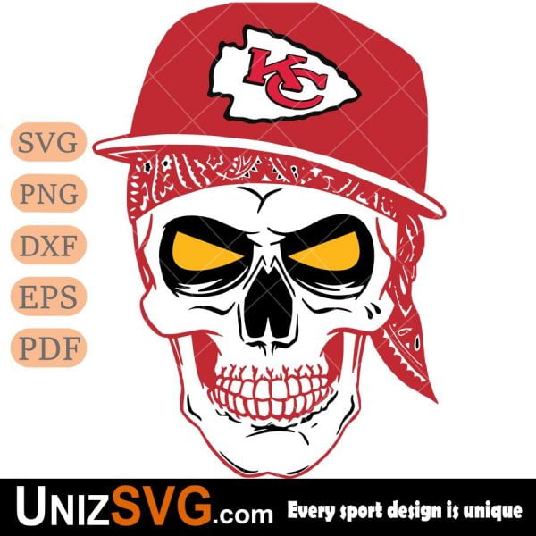 Kansas City Chiefs Badass Hat Skull SVG
