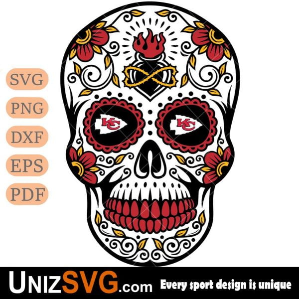 Kansas City Chiefs Badass Mexico Skull SVG