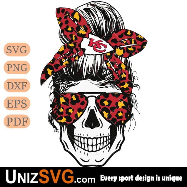 Kansas City Chiefs Badass Women Skull SVG