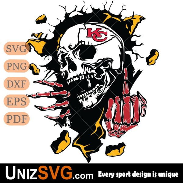 Kansas City Chiefs Savage Skull SVG