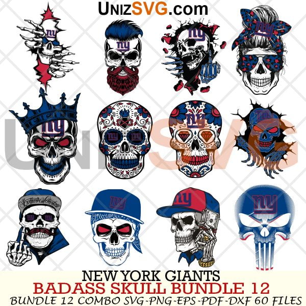 New York Giants Badass Skull Bundle SVG