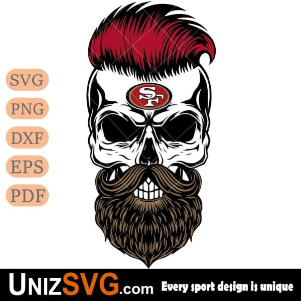 San Francisco 49ers Badass Beard Skull SVG