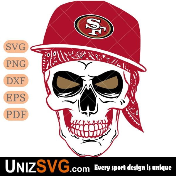 San Francisco 49ers Badass Hat Skull SVG