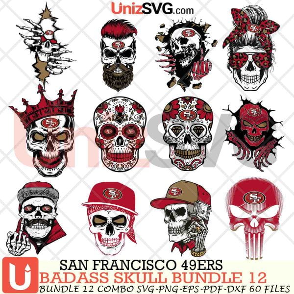 San Francisco 49ers Badass Skull Bundle SVG