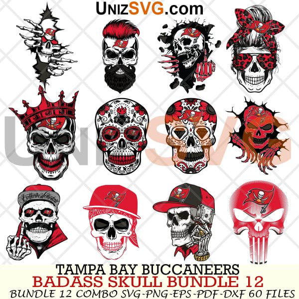 Tampa Bay Buccaneers Badass Skull Bundle SVG