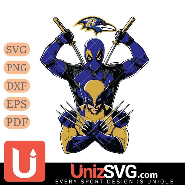 Baltimore Ravens Deadpool And Wolverine NFL