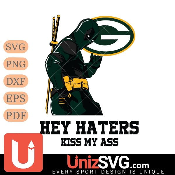 Green Bay Packers Deadpool Hey Haters Kiss My Ass