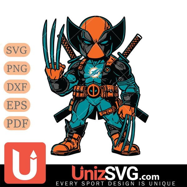 Miami Dolphins Cute Deadpool And Wolverine