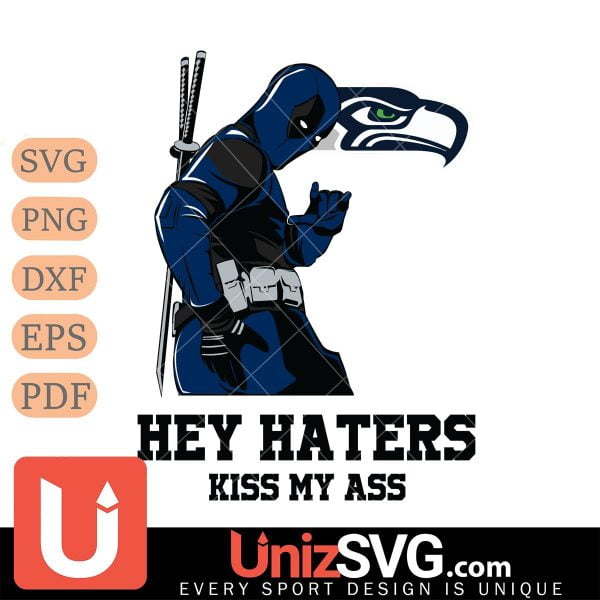 Seattle Seahawks Deadpool Hey Haters Kiss My Ass