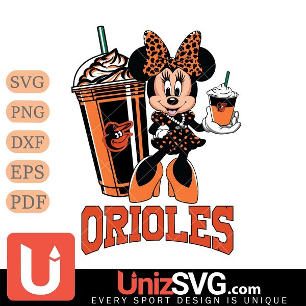 Baltimore Orioles Minnie Mouse Fan And Coffee