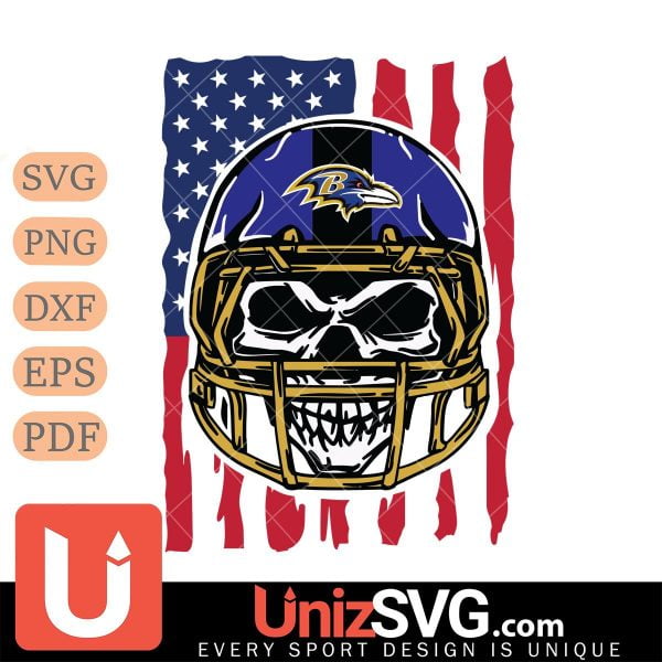 Baltimore Ravens American Skull Helmet