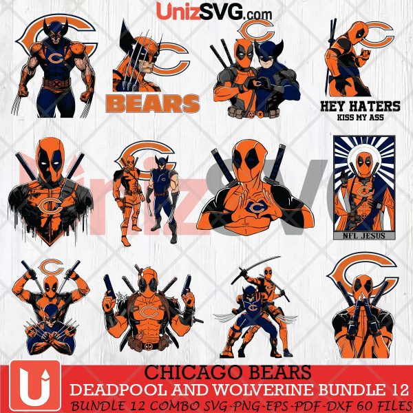 Chicago Bears Deadpool And Wolverine SVG