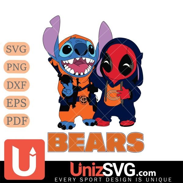 Chicago Bears Stitch And Deadpool Cute