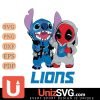 Detroit Lions Stitch And Deadpool Cute