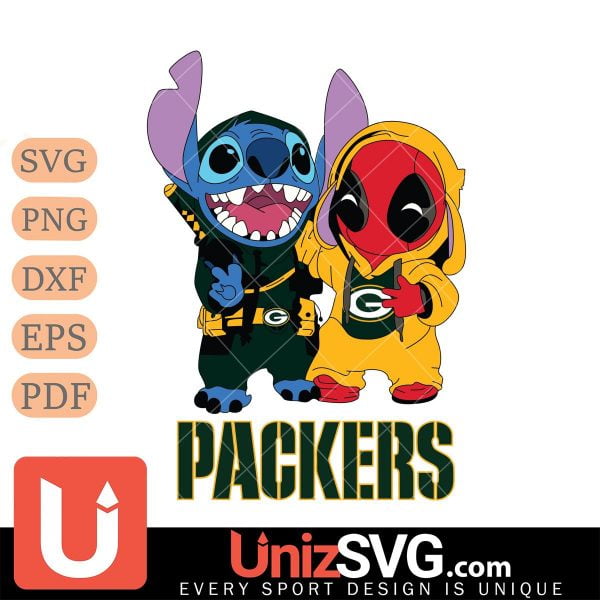 Green Bay Packers Stitch And Deadpool Cute