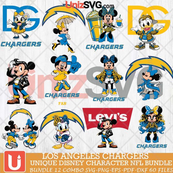 Los Angeles Chargers Disney Characters NFL Bundle 12