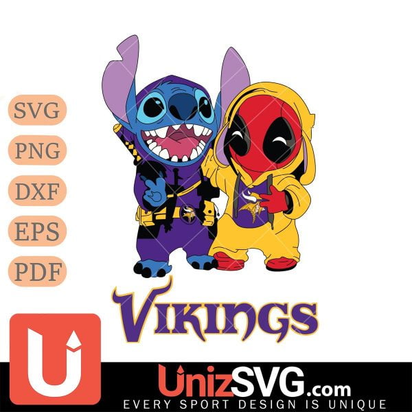 Minnesota Vikings Stitch And Deadpool Cute