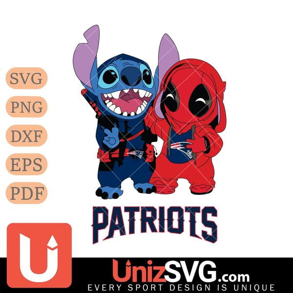 New England Patriots Stitch And Deadpool Cute