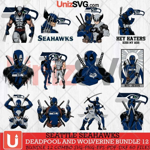 Seattle Seahawks Deadpool And Wolverine SVG