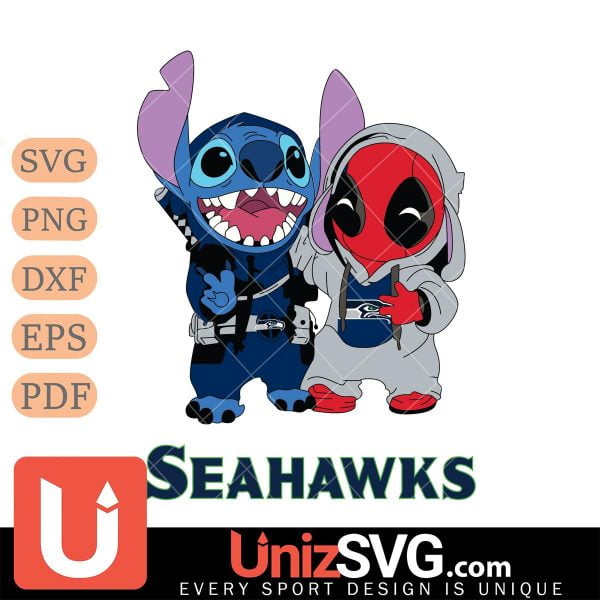 Seattle Seahawks Stitch And Deadpool Cute