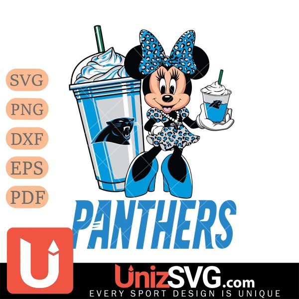 Carolina Panthers Minnie Mouse Fan And Coffee