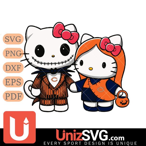 Chicago Bears Hello Kitty Skellington & Sally Horror