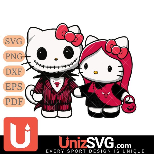 Chicago Bulls Hello Kitty Skellington & Sally Horror