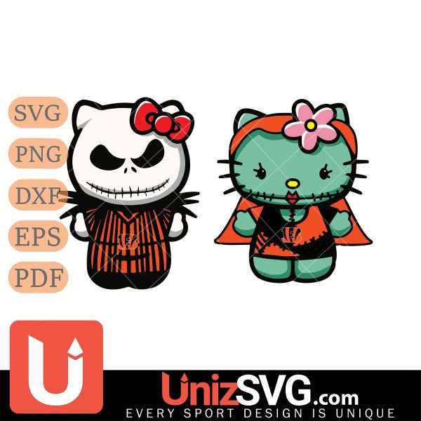 Cincinnati Bengals Hello Kitty Jack Skellington & Sally Horror