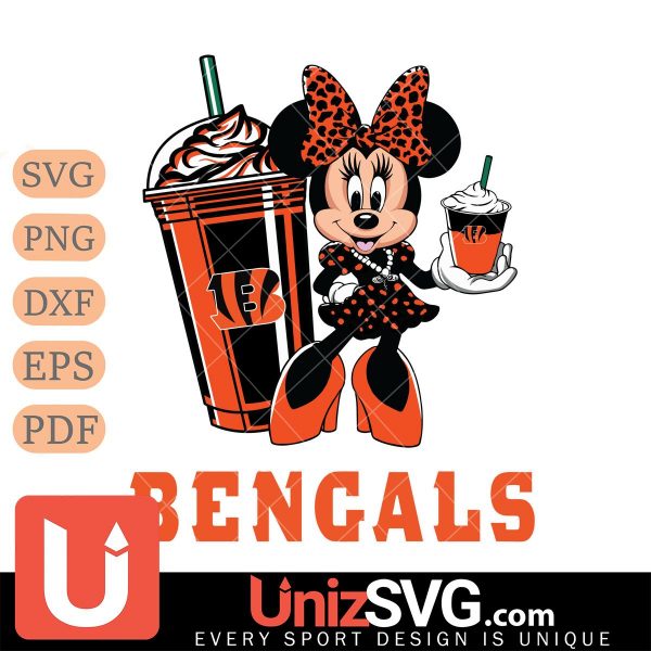 Cincinnati Bengals Minnie Mouse Fan And Coffee