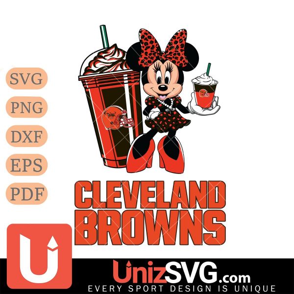 Cleveland Browns Minnie Mouse Fan And Coffee