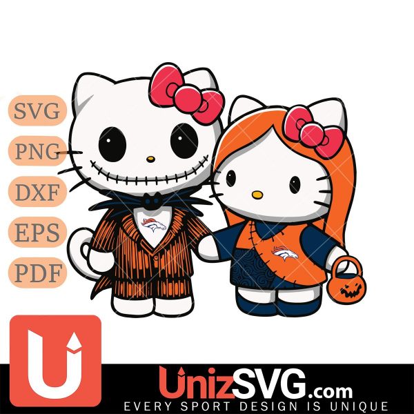 Denver Broncos Hello Kitty Skellington & Sally Horror