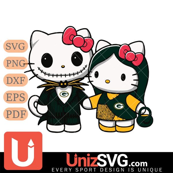 Green Bay Packers Hello Kitty Skellington & Sally Horror