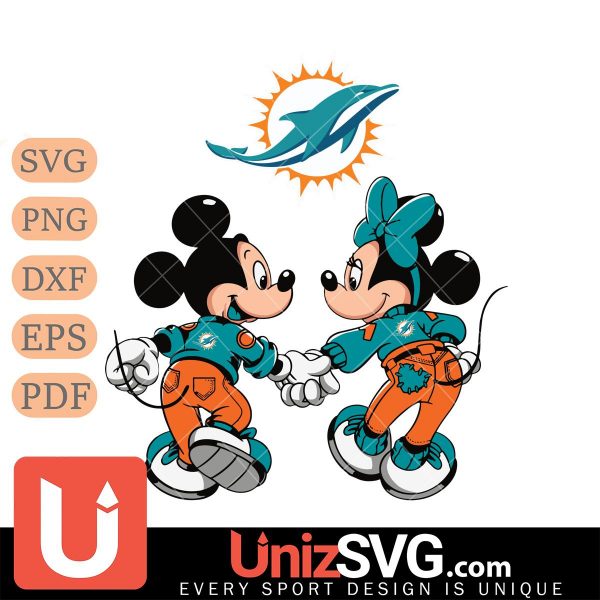 Miami Dolphins Fan Minnie And Mickey Love