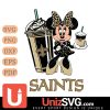 New Orleans Saints Minnie Mouse Fan And Coffee