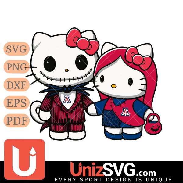 Arizona Wildcats Hello Kitty Skellington & Sally Horror