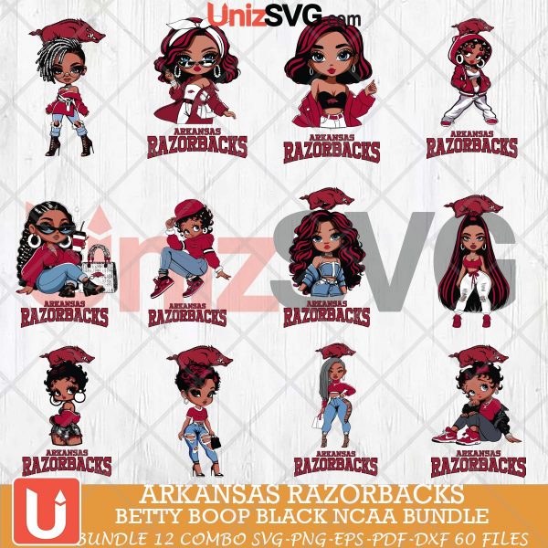 Arkansas Razorbacks Betty Boop Black NCAA bundle 12