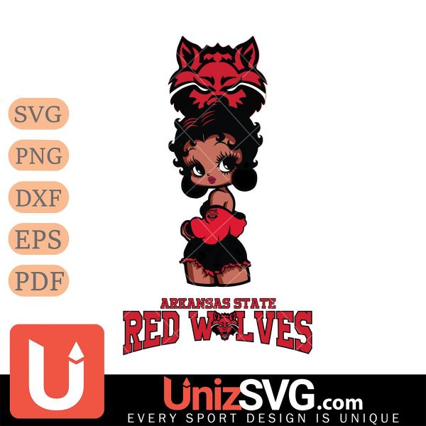 Arkansas State Red Wolves Betty Boop Black Fan Girl