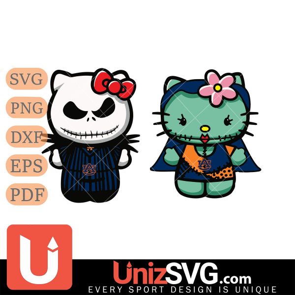 Auburn Tigers Hello Kitty Jack Skellington & Sally Horror