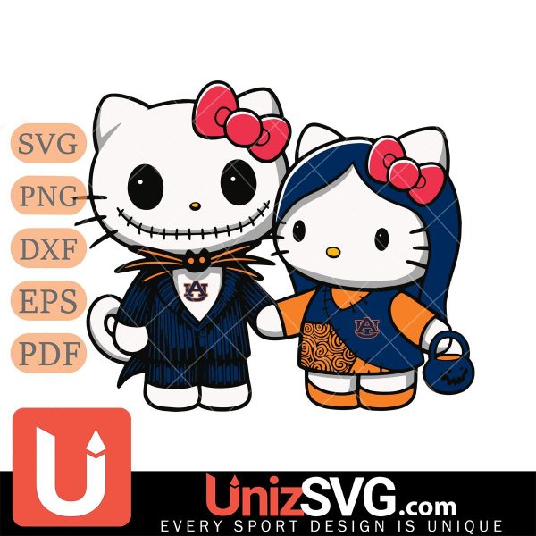 Auburn Tigers Hello Kitty Skellington & Sally Horror