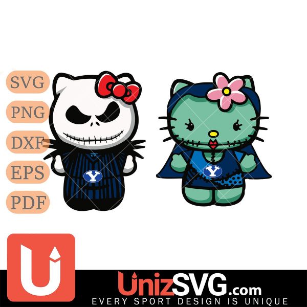 BYU Cougars Hello Kitty Jack Skellington & Sally Horror