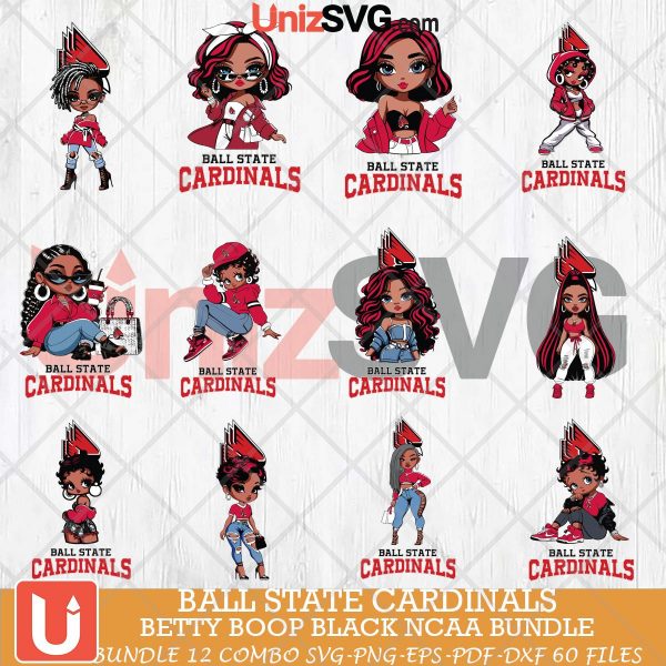 Ball State Cardinals Betty Boop Black NCAA bundle 12