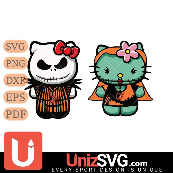 Baltimore Orioles Hello Kitty Jack Skellington & Sally Horror