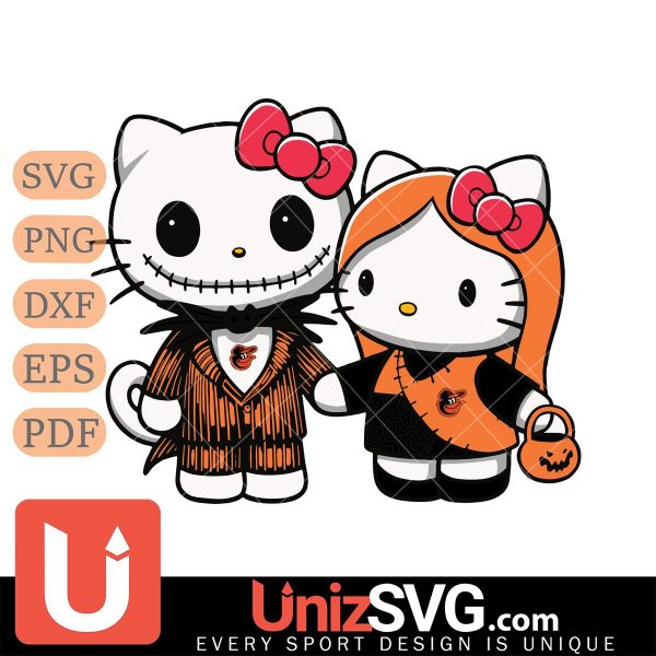 Baltimore Orioles Hello Kitty Skellington & Sally Horror