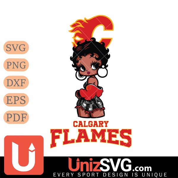 Calgary Flames Betty Boop Black Fan Girl