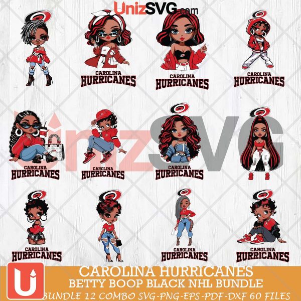 Carolina Hurricanes Betty Boop Black NHL bundle 12