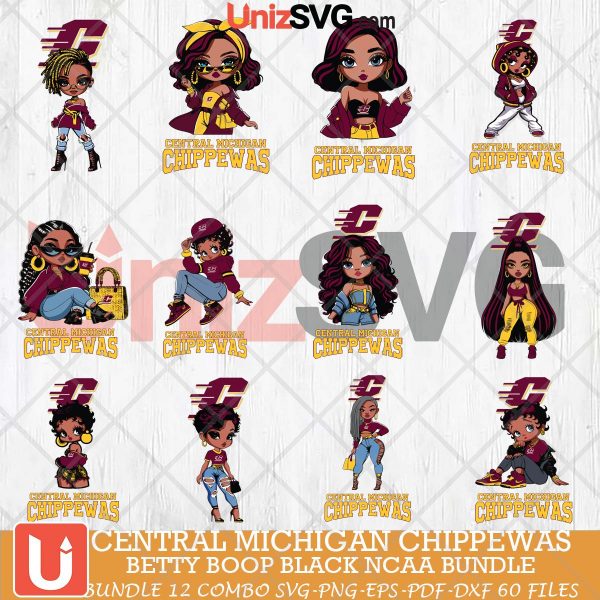 Central Michigan Chippewas Betty Boop Black NCAA bundle 12